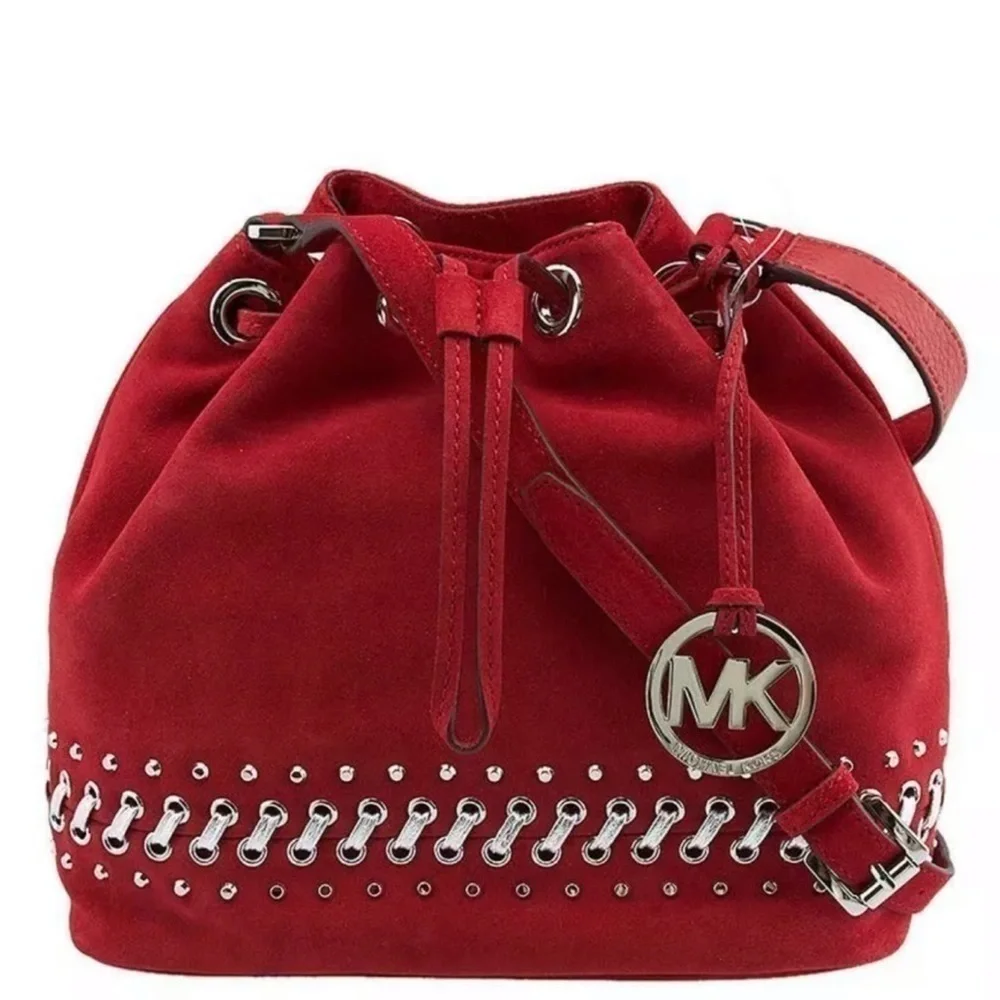 MK Michael Kors Jules Red Suede Satchel Rare Bag